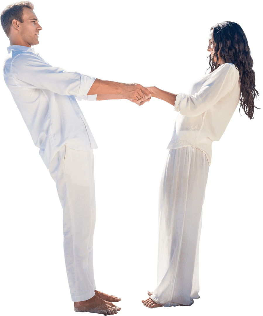 Couple Holding Hands Smiling on Transparent Background