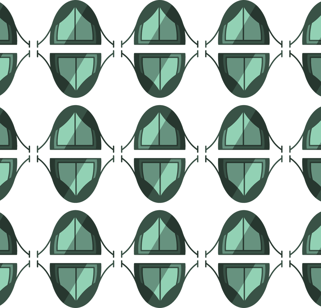 Seamless Green Tent Pattern on Transparent Surface