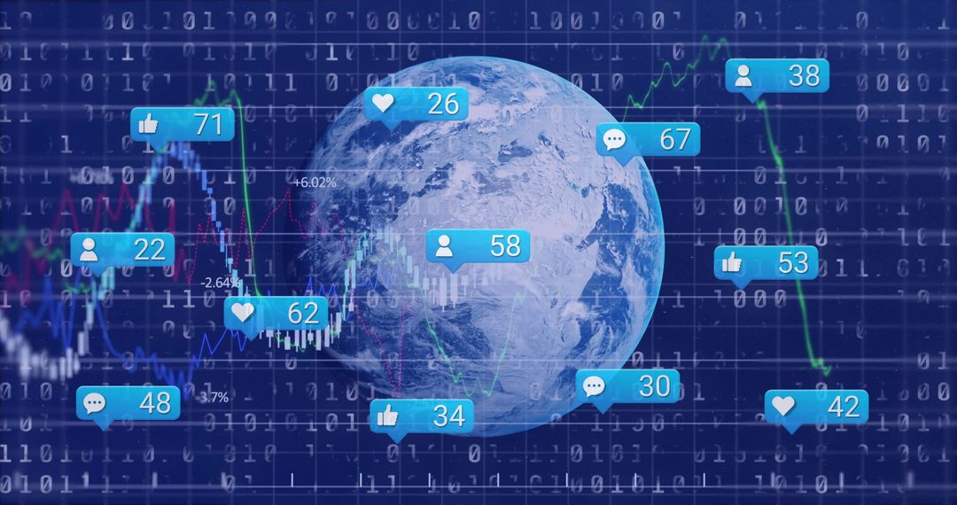 Global Digital Connectivity with Data and Social Media Icons