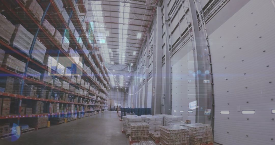 Warehouse Logistics Systems with Data Graphics Overlay