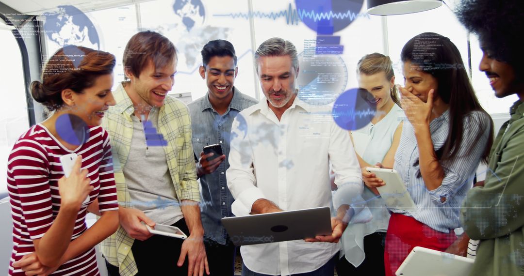 Diverse Professionals Engaging in Collaborative Digital Data Discussion