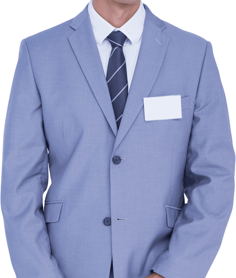 Caucasian Businessman in Suit with Name Tag Transparent Background