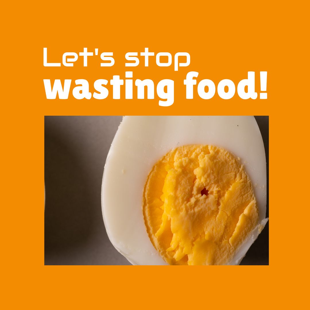 Food Waste Awareness with Boiled Egg Close-Up for Sustainable Message