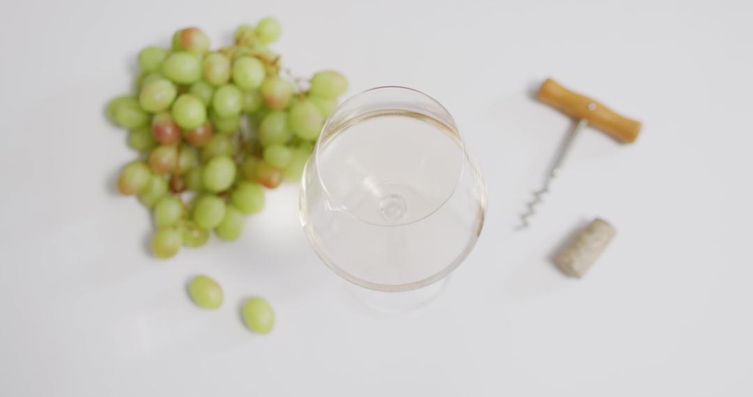 White Wine Glass and Green Grapes on Clean White Background - Free Images, Stock Photos and Pictures on Pikwizard.com