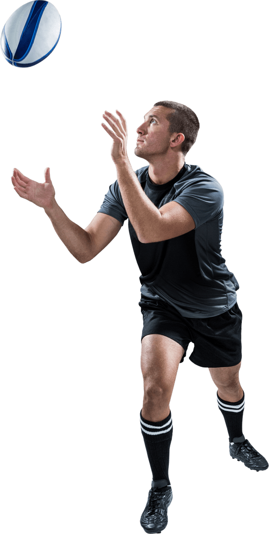 Rugby Player in Motion with Transparent Background