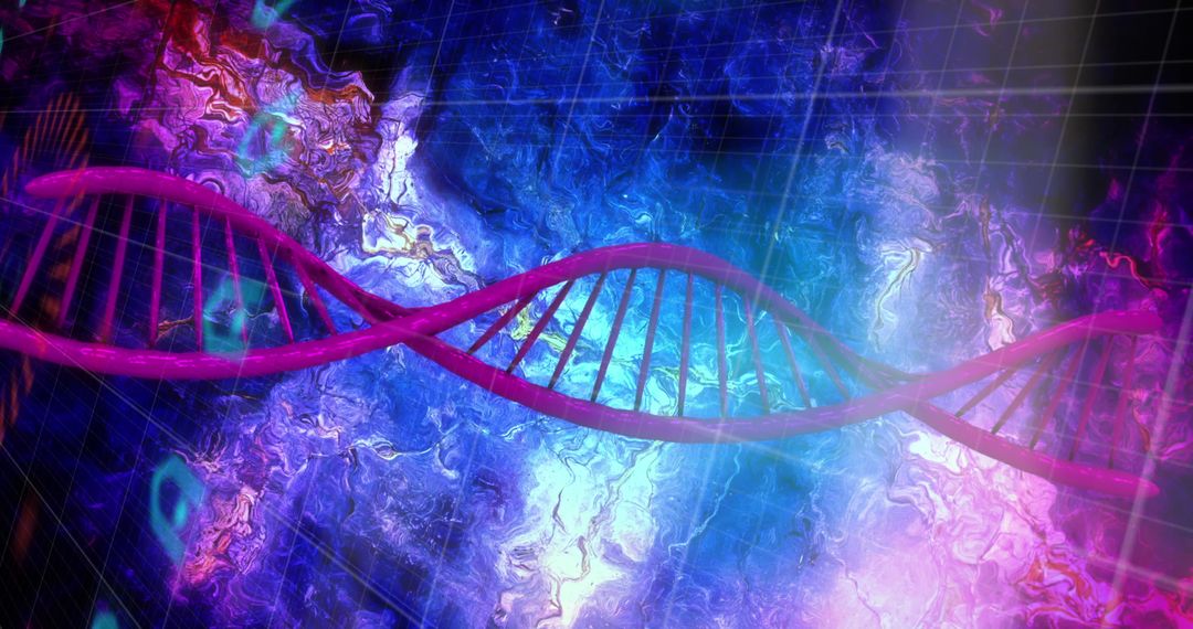 Futuristic DNA Strand with Data and Light Effects in Digital Interface