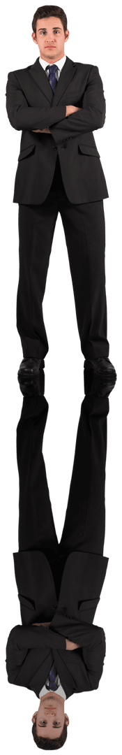 Sad Businessman with Reflection on Transparent Background