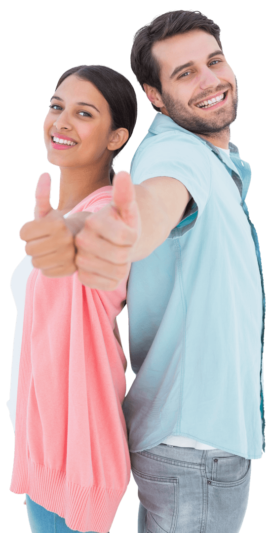 Happy Transparent Couple Giving Thumbs Up Gesture