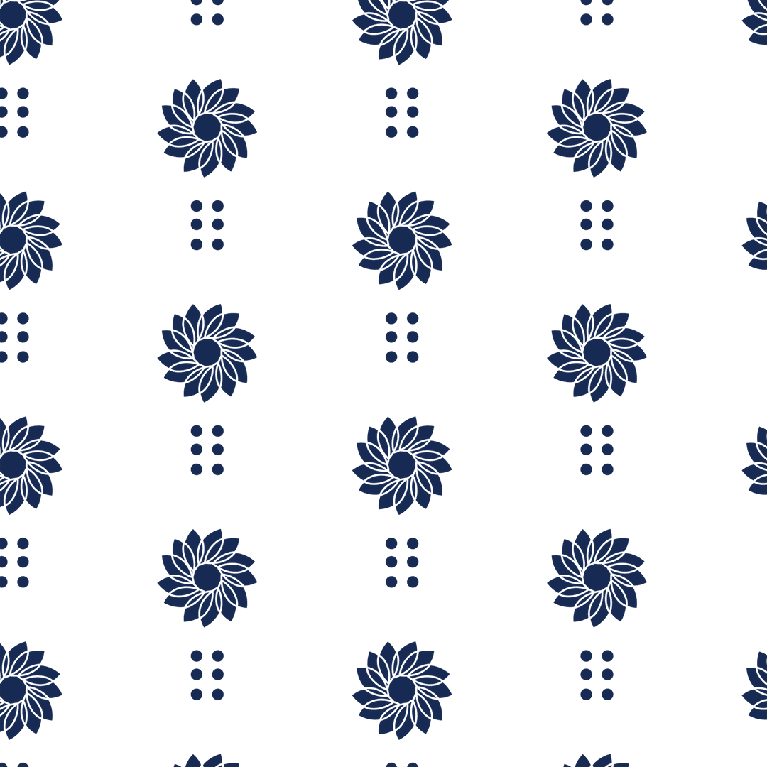 Blue Flower Repeating Pattern on Transparent Background