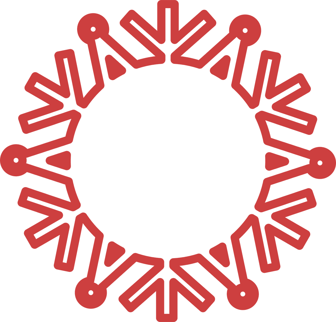 Red Snowflake Emblem on Transparent Background