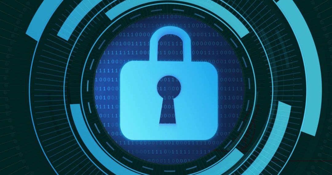 Digital Security Concept with Blue Holographic Padlock