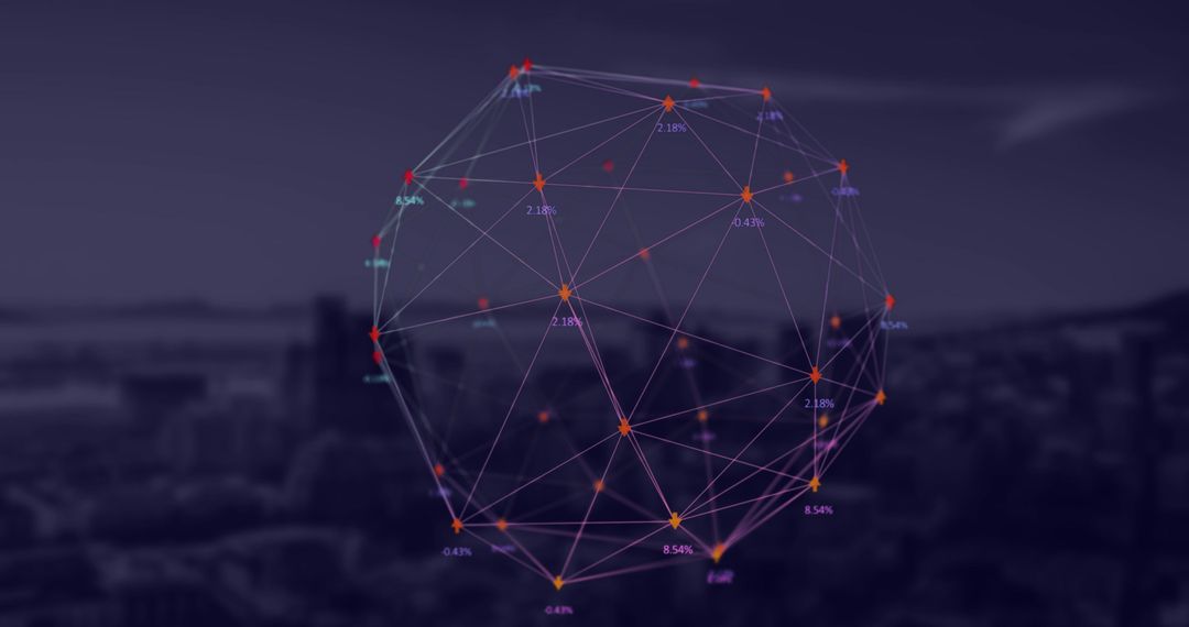 Digital Globe Network with Increasing Numbers Overlaying Cityscape