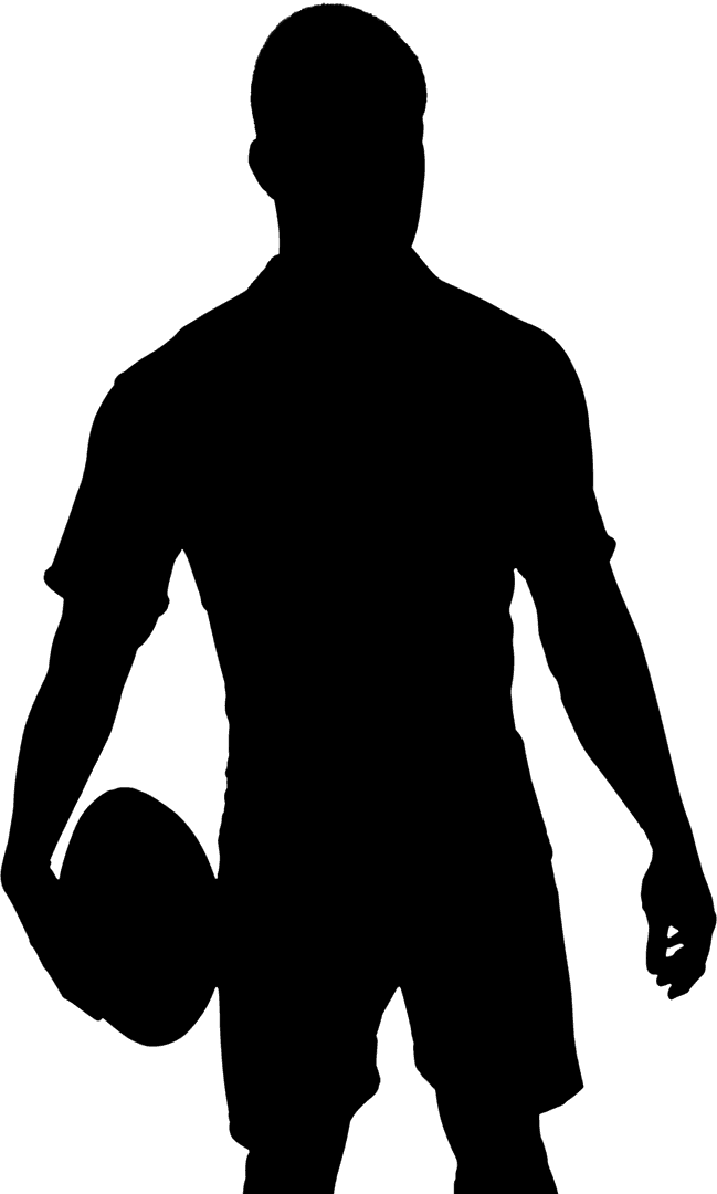 Dynamic Rugby Player in Transparent Silhouette Illustration