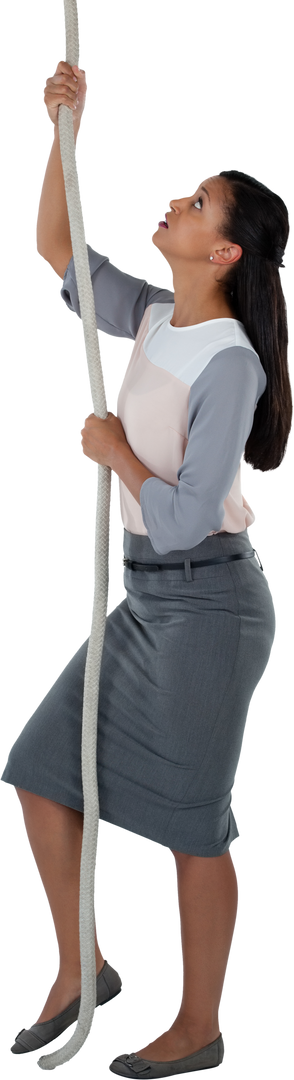 Transparent Image of Determined Biracial Businesswoman Holding Rope for Climbing - Download Free Stock Images Pikwizard.com