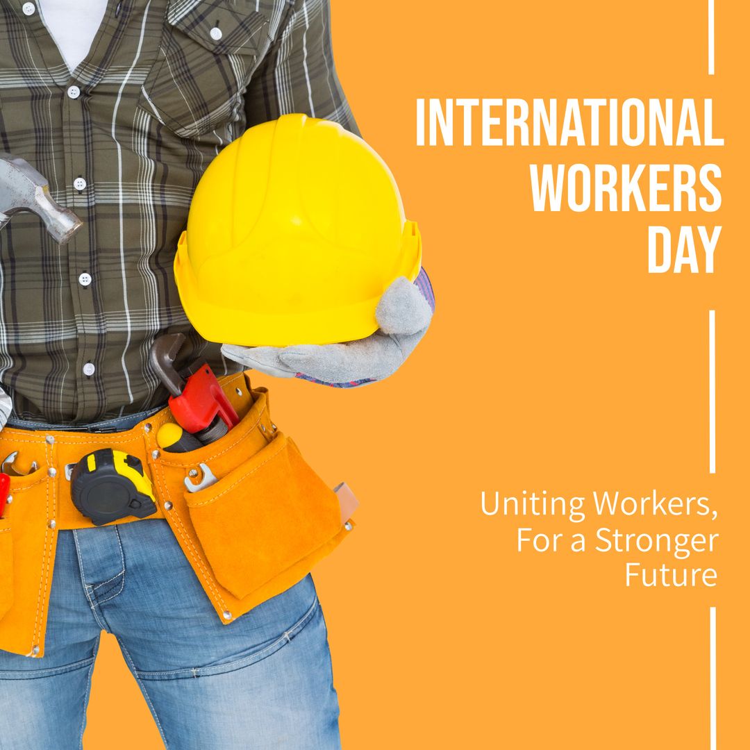 International Workers Day Celebration with Tool Belt and Hard Hat
