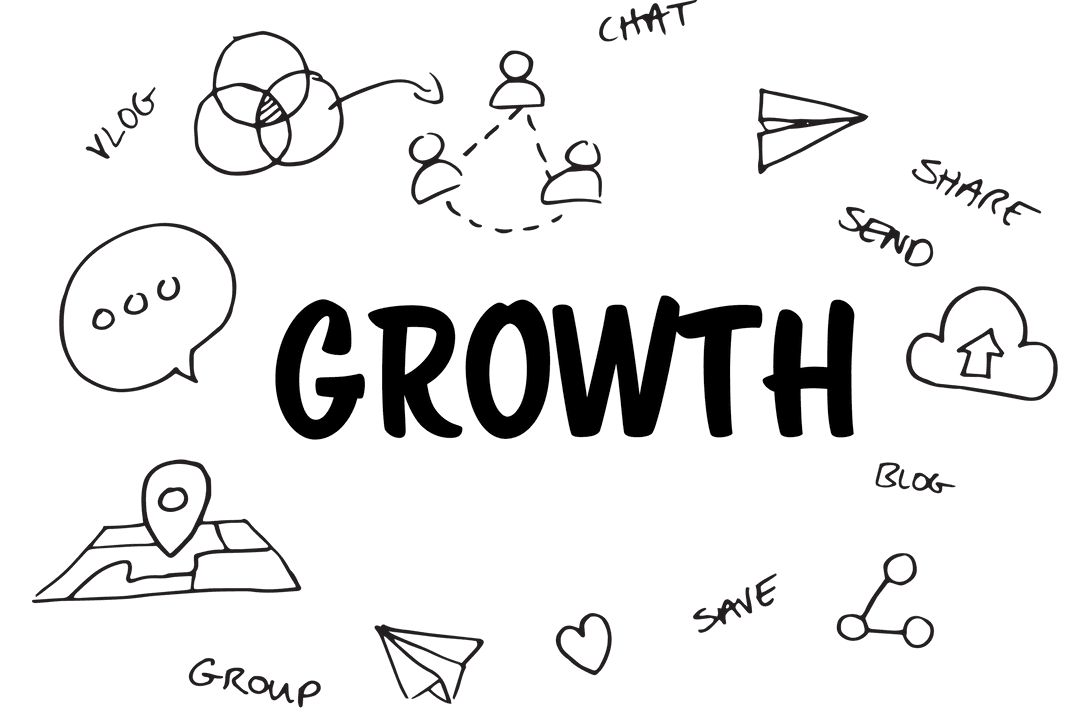 Growth Concept with Business Symbols Illustration on Transparent Background