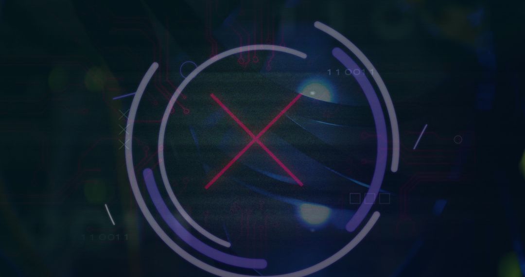 Futuristic HUD Display with Digital Red X in Sci-Fi Style