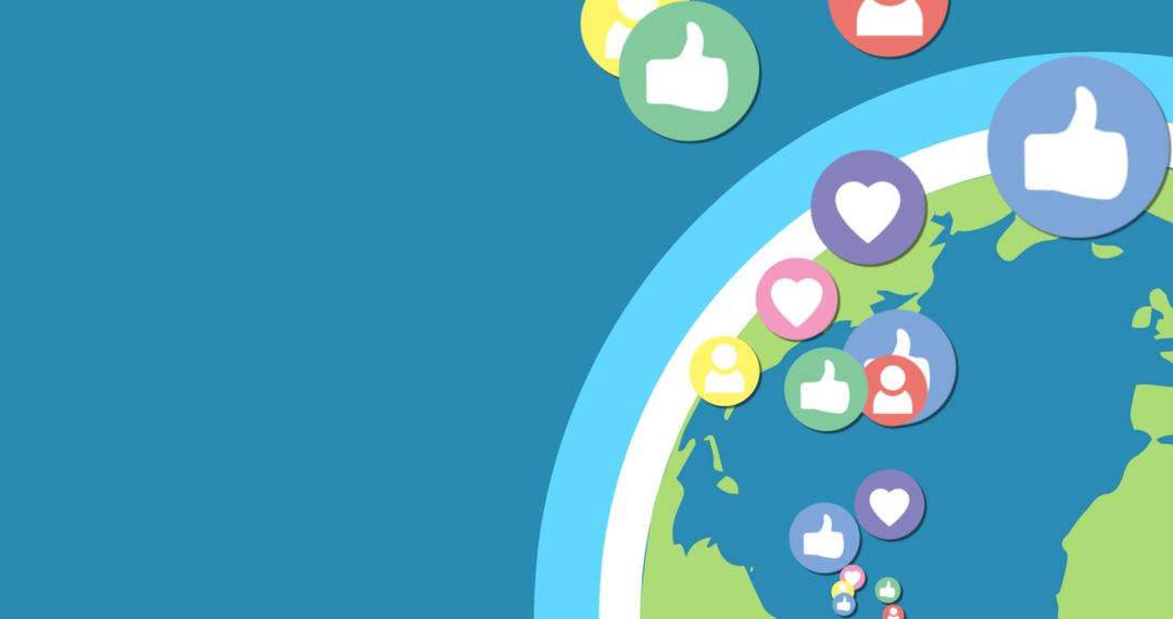 Global Social Media Likes and Connections Overlay on Globe