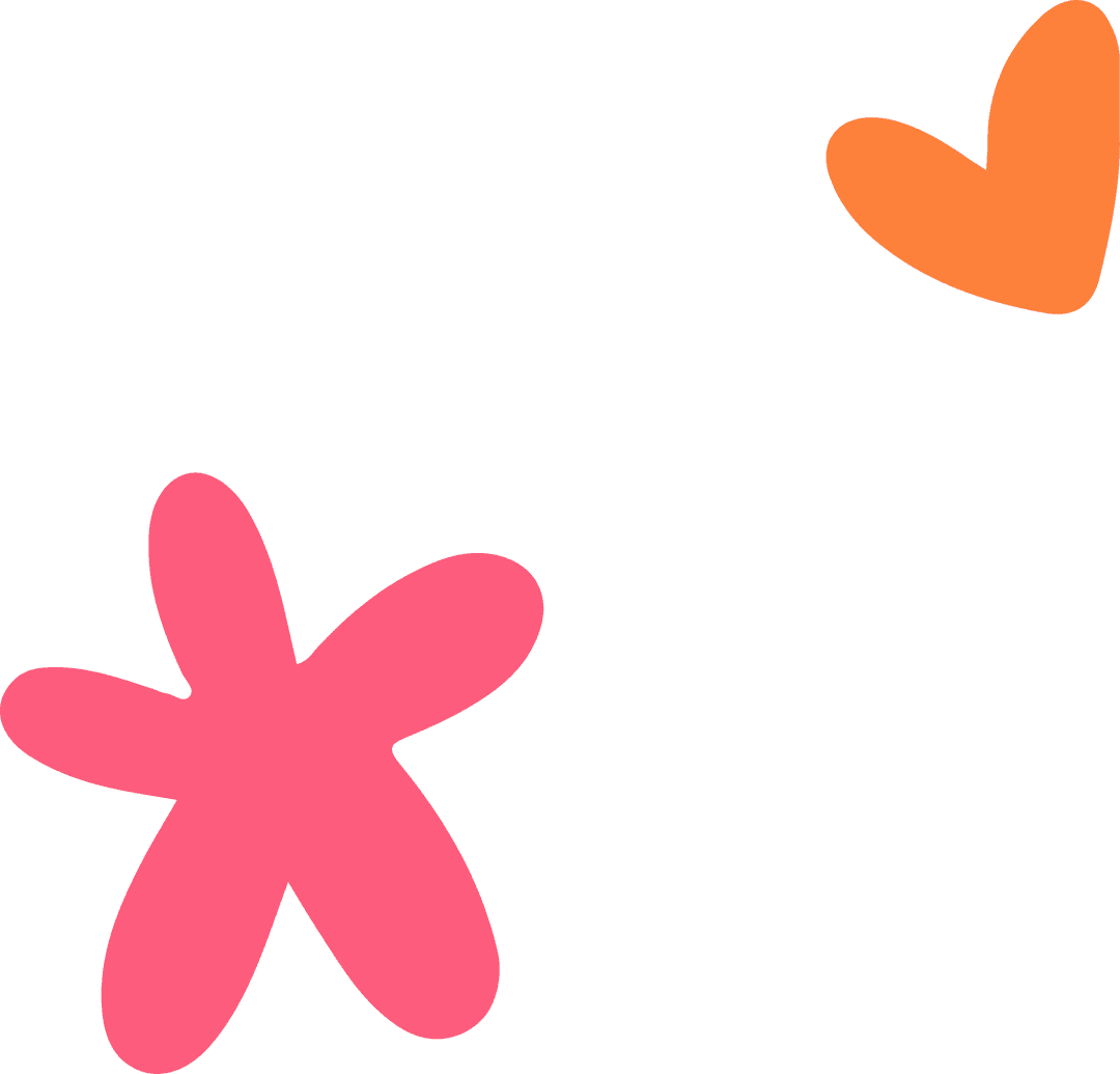 Pink Star and Orange Heart on Transparent Background, Abstract Design