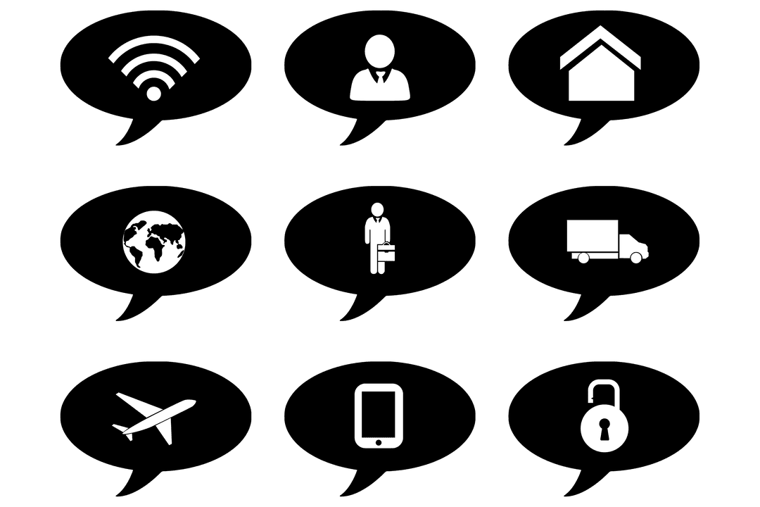 Transparent Business and Communication Icon Set