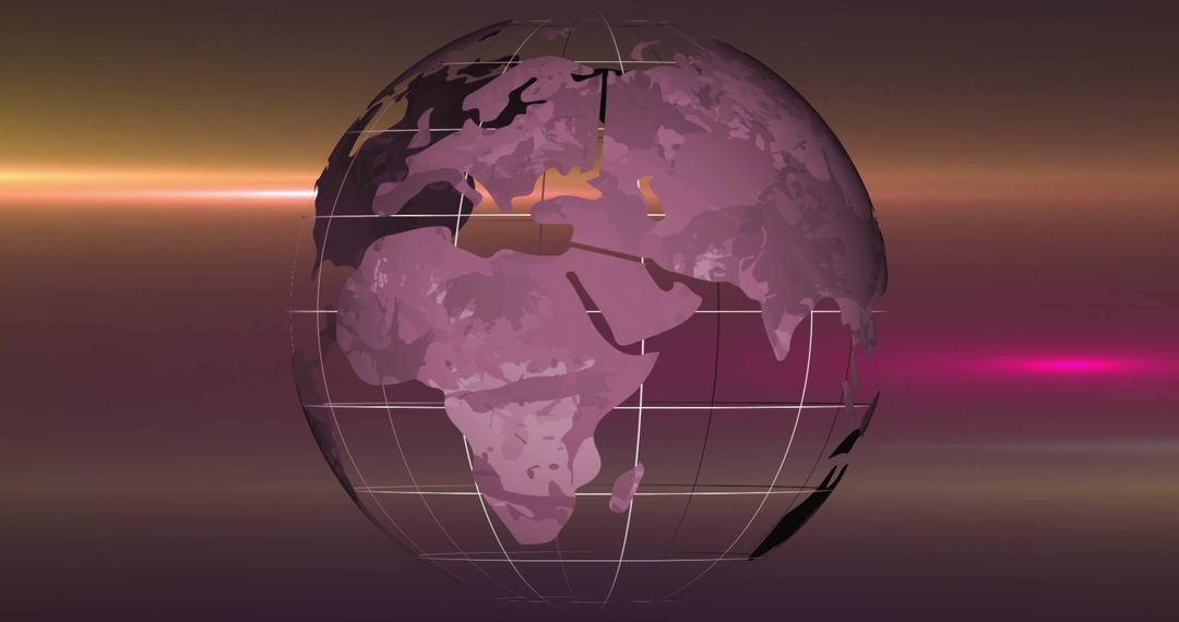 3D Digital Wireframe Globe with Gridlines and Lights