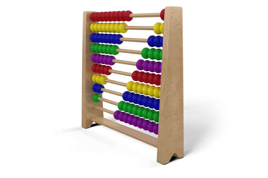 Colorful Wooden Abacus on Transparent Background for Mathematics