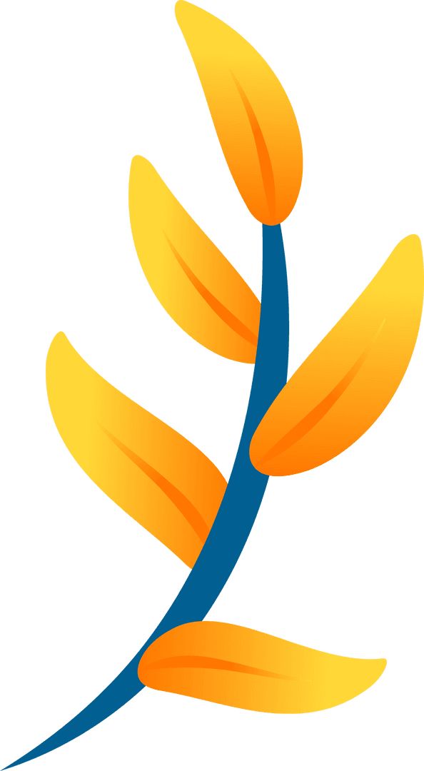 Minimalist Botanical Graphic with Gradient Leaves on Transparent Background