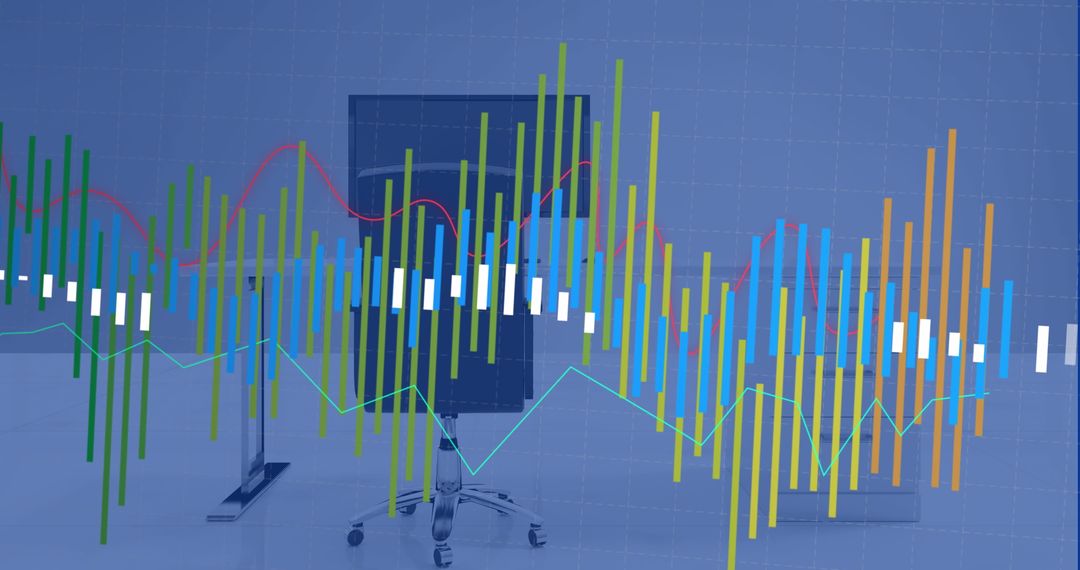 Data Analytics Overlaid on Modern Office Workspace