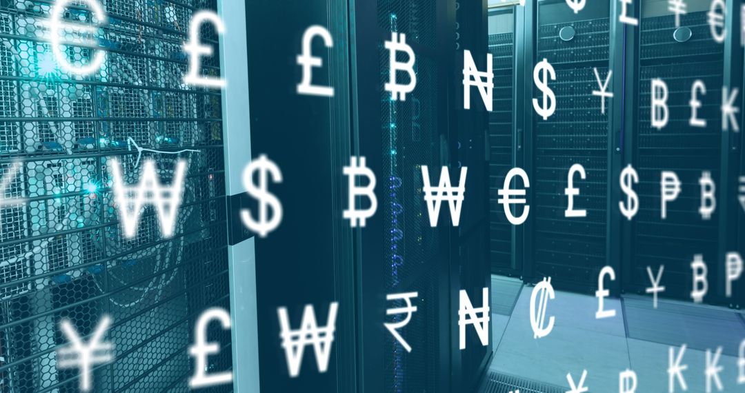 Digital Currency and Server Racks in Modern Data Center