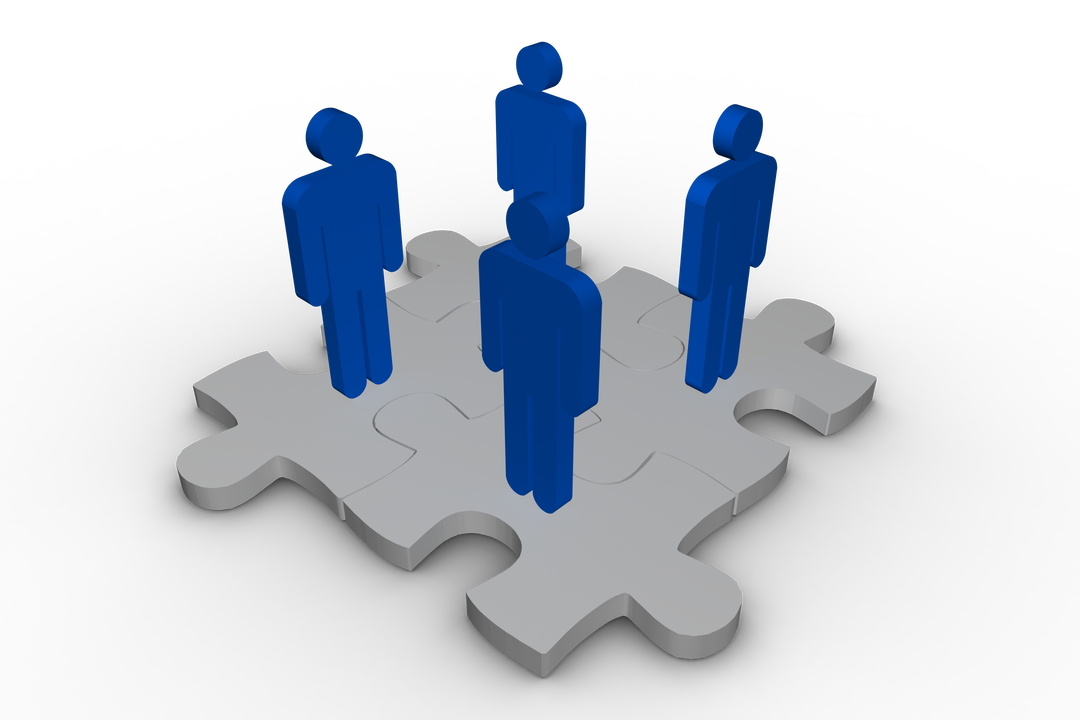 Transparent Illustration of Blue Figures on Puzzle Pieces - Download Free Stock Images Pikwizard.com