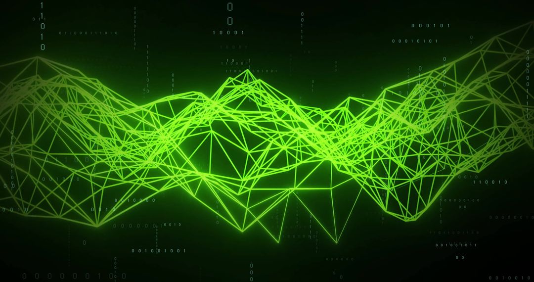 Glowing Neon Data Transfer Network and Cyber Connections