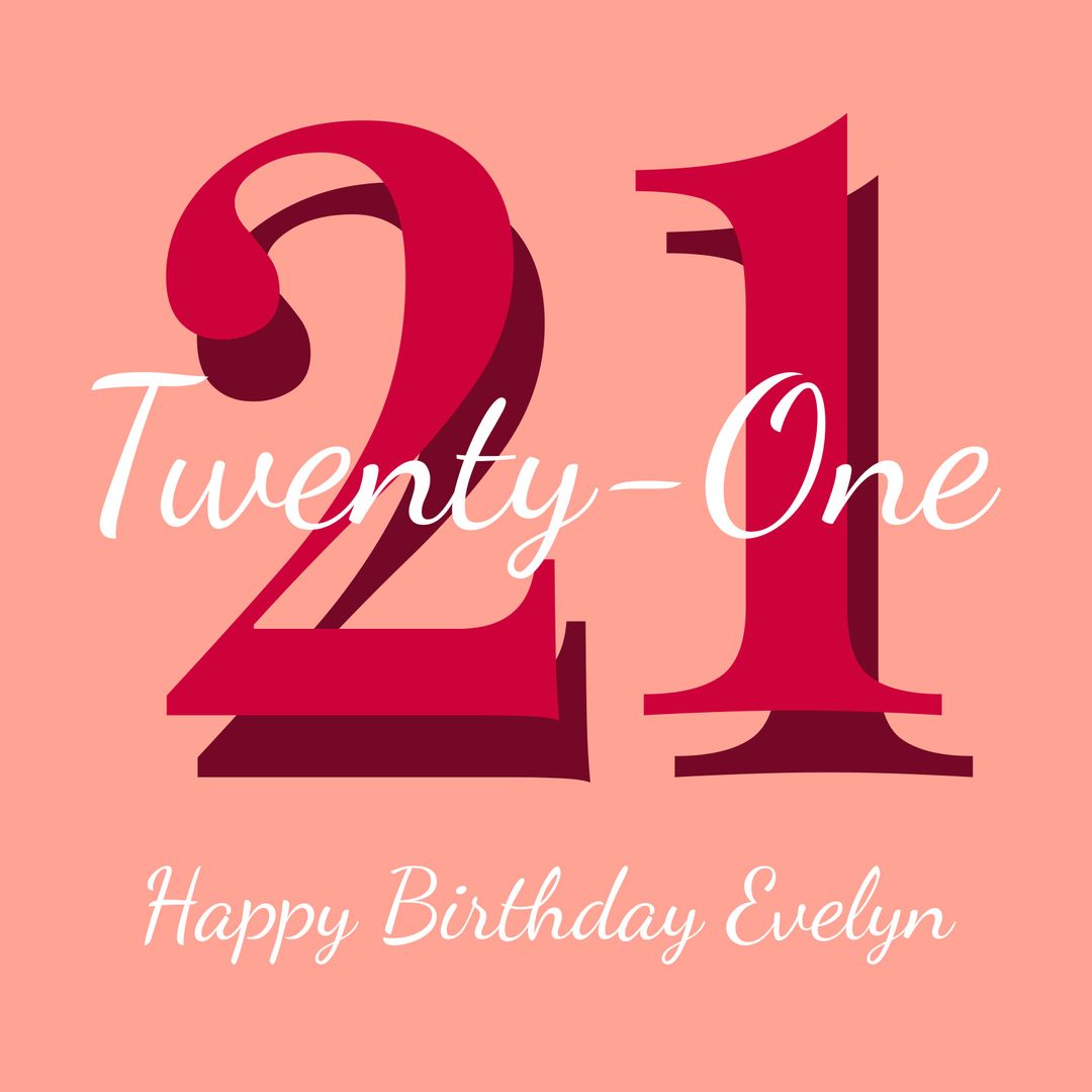 Happy 21st Birthday Celebration Graphic with Stylish Red Text - Download Free Stock Templates Pikwizard.com