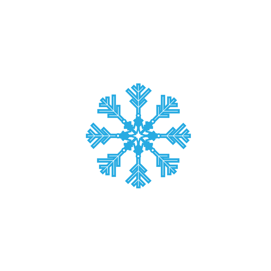 Transparent Floating Blue Digital Snowflake Design