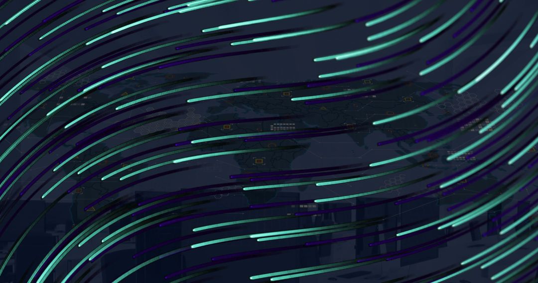 Glowing Neon Light Trails Over Dark Background