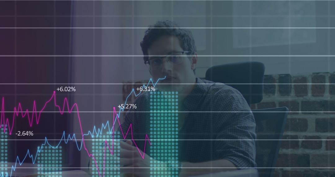 Analyzing Global Financial Data Overlaying Confident Businessman