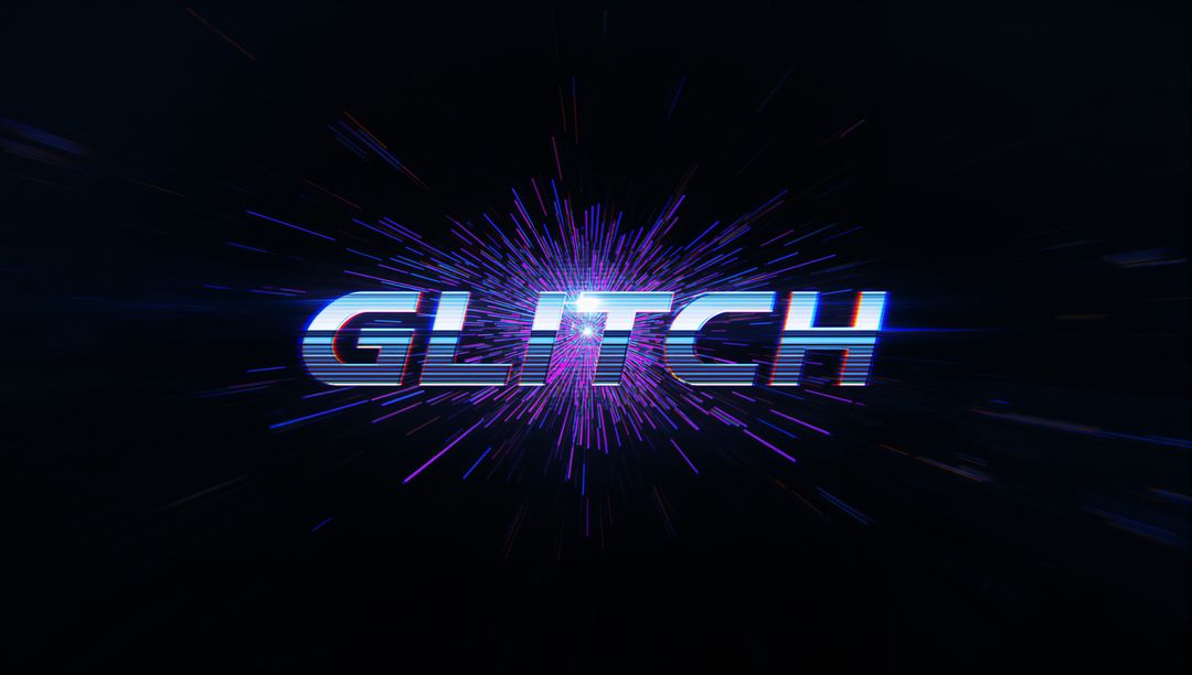 Futuristic Neon Glitch Text with Abstract Digital Effects