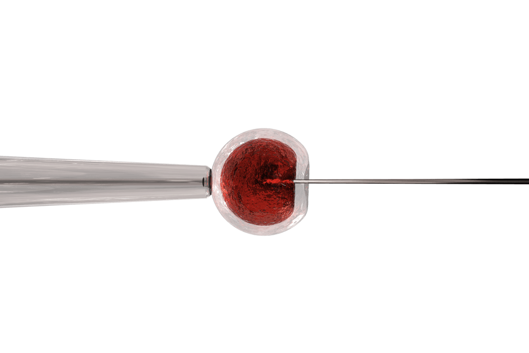 Intracytoplasmic Sperm Injection in Toy Doll's Limbs Cutaway, Transparent Background