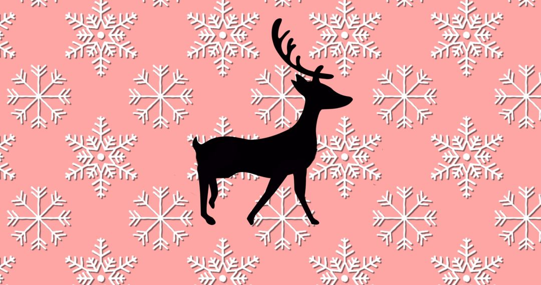 Silhouette of Reindeer Against Pink Snowflake Background - Free Images, Stock Photos and Pictures on Pikwizard.com