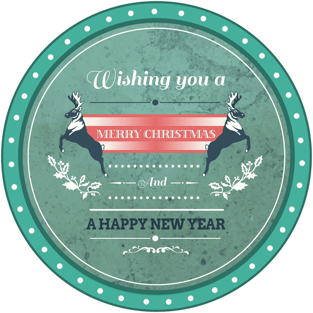 Festive Christmas and Happy New Year Design on Transparent Background