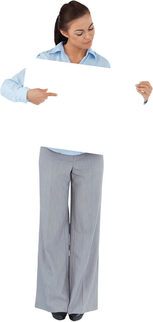 Transparent Businesswoman Displaying Blank Sign