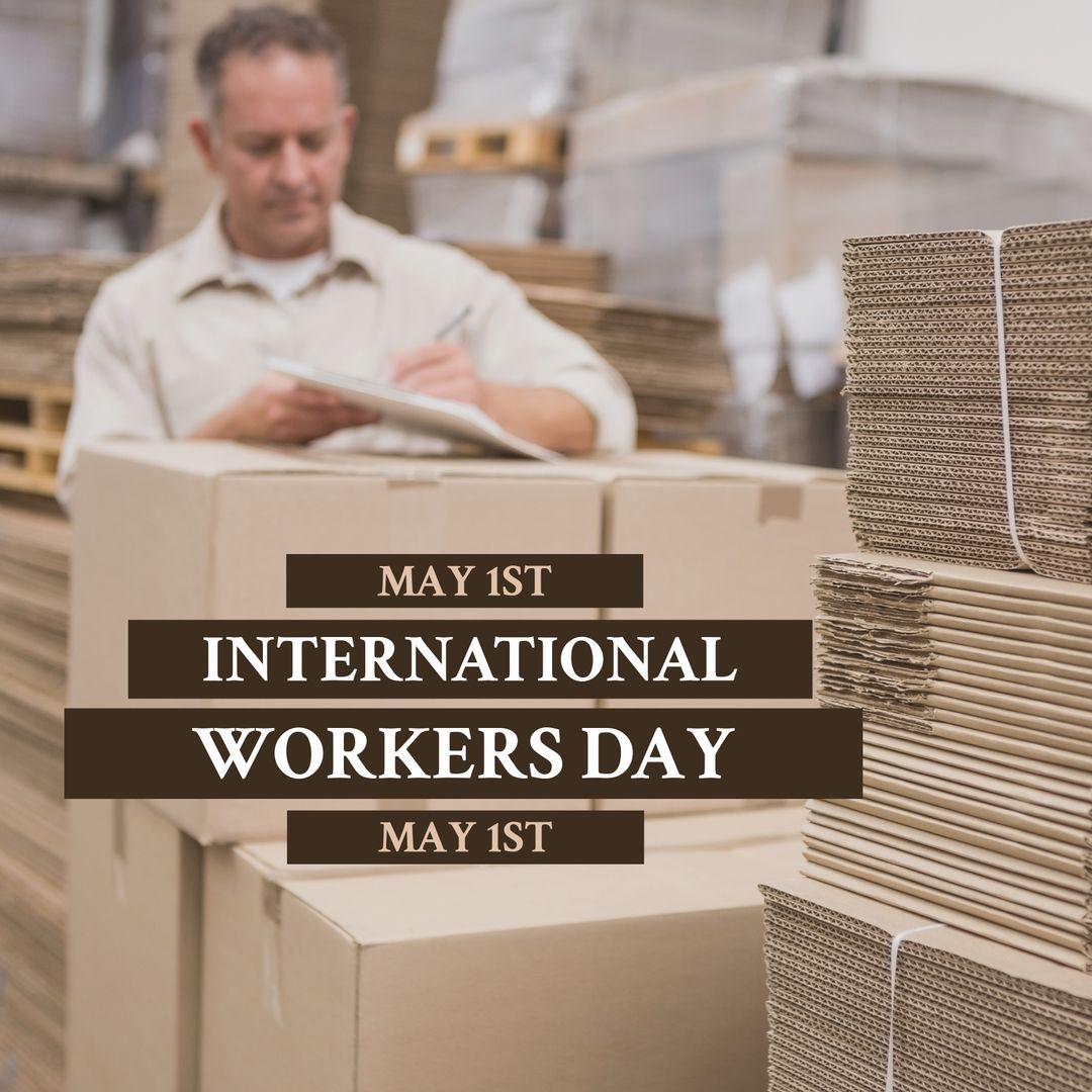 International Workers Day in Warehouse Setting with Focused Employee