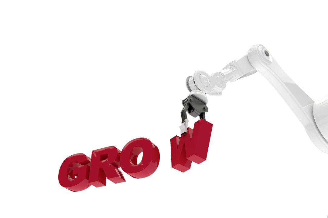 Robotic Arm Holding Grow Text on Transparent Background - Download Free Stock Images Pikwizard.com