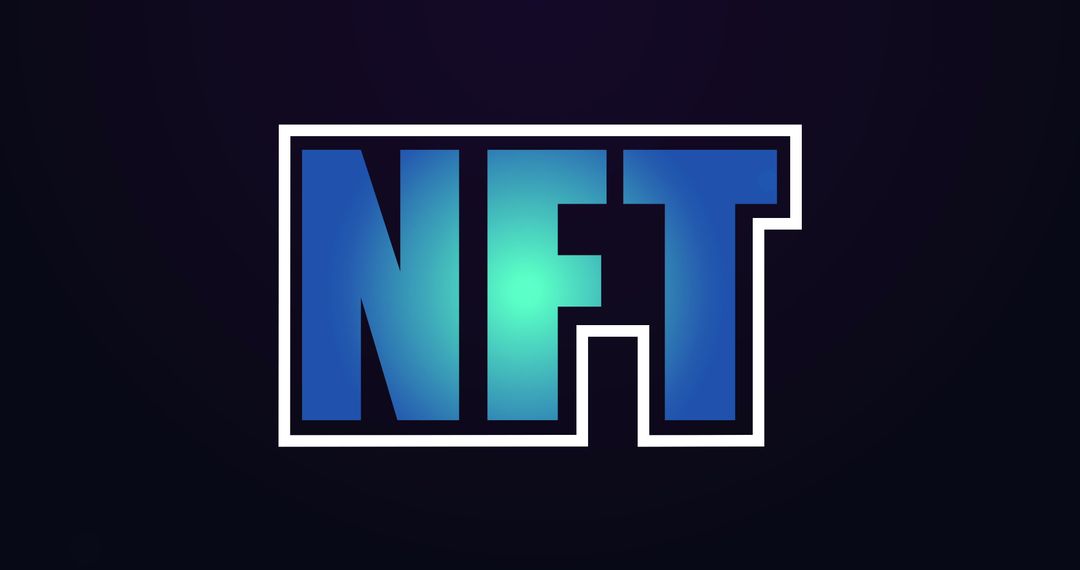 Glowing Blue NFT Text on Black Background for Cryptocurrency Concept