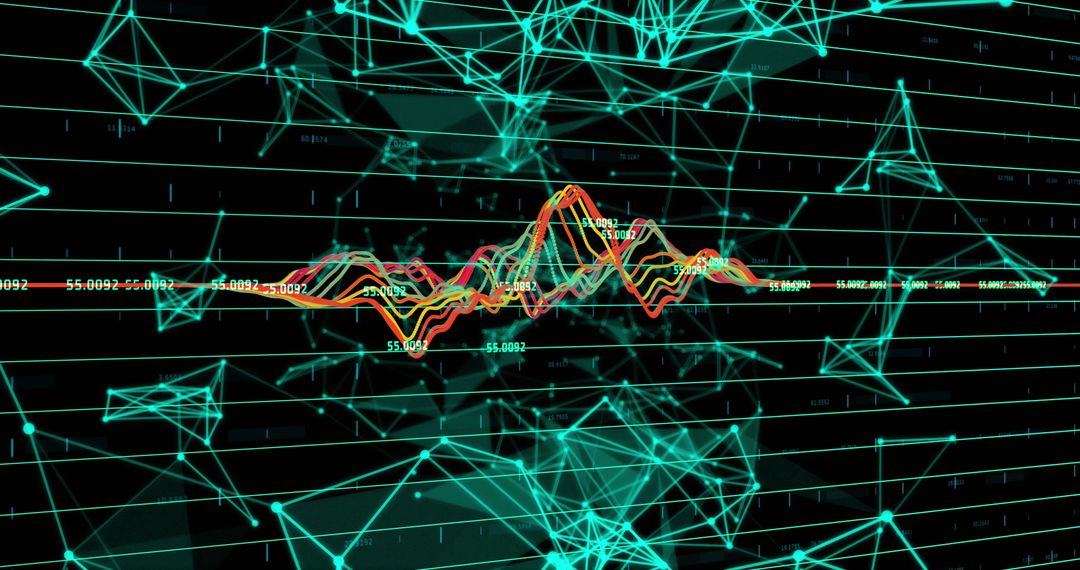 Futuristic Digital Data Network with Analytics Overlay