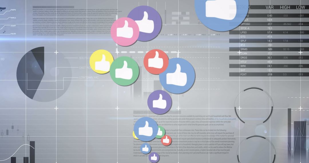 Colorful Social Media Thumbs Up on Abstract Digital Background