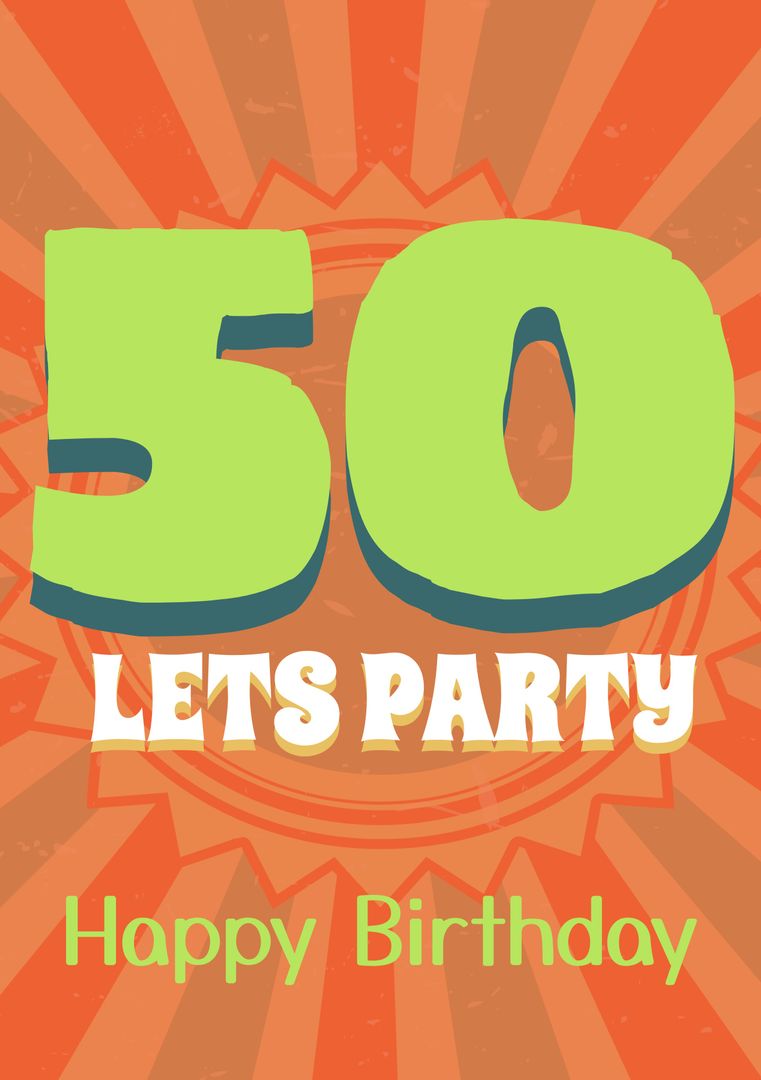 Colorful 50th Birthday Greeting Card with Bold Numbers and Fun Text - Download Free Stock Templates Pikwizard.com