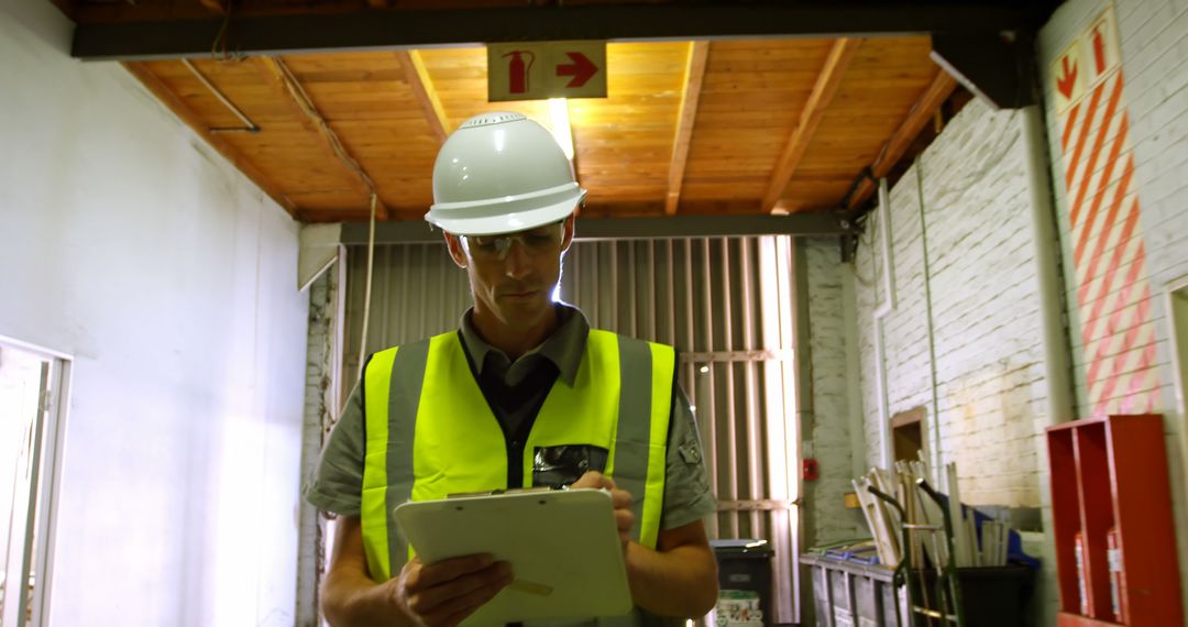 Caucasian Engineer Conducting Industrial Safety Inspection - Free Images, Stock Photos and Pictures on Pikwizard.com