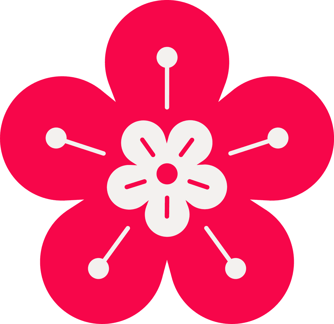 Transparent Red and White Minimalist Flower Icon