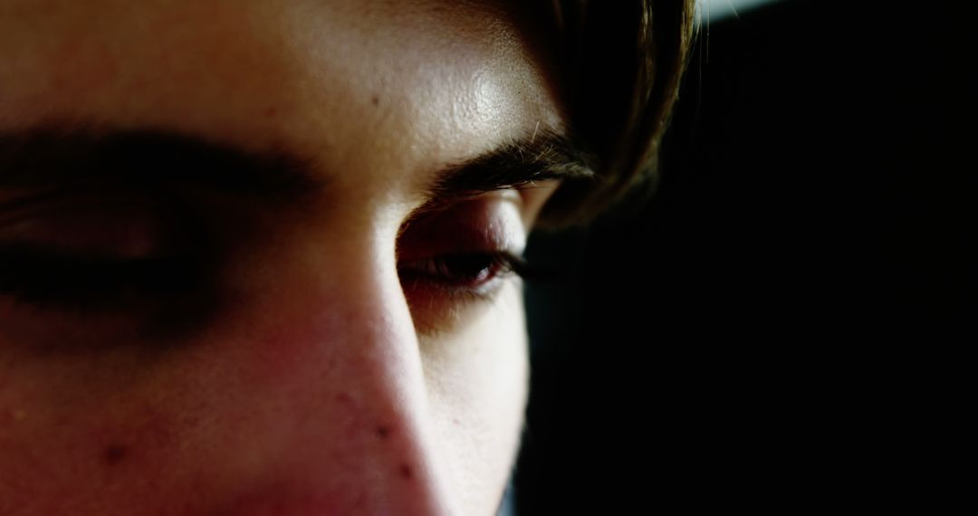 Close-up of Man Closing Eyes Reflecting Deep Thoughts - Free Images, Stock Photos and Pictures on Pikwizard.com