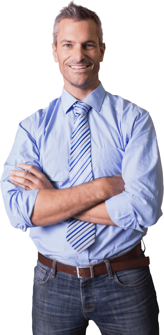 Confident Mature Professional in Transparent Pose